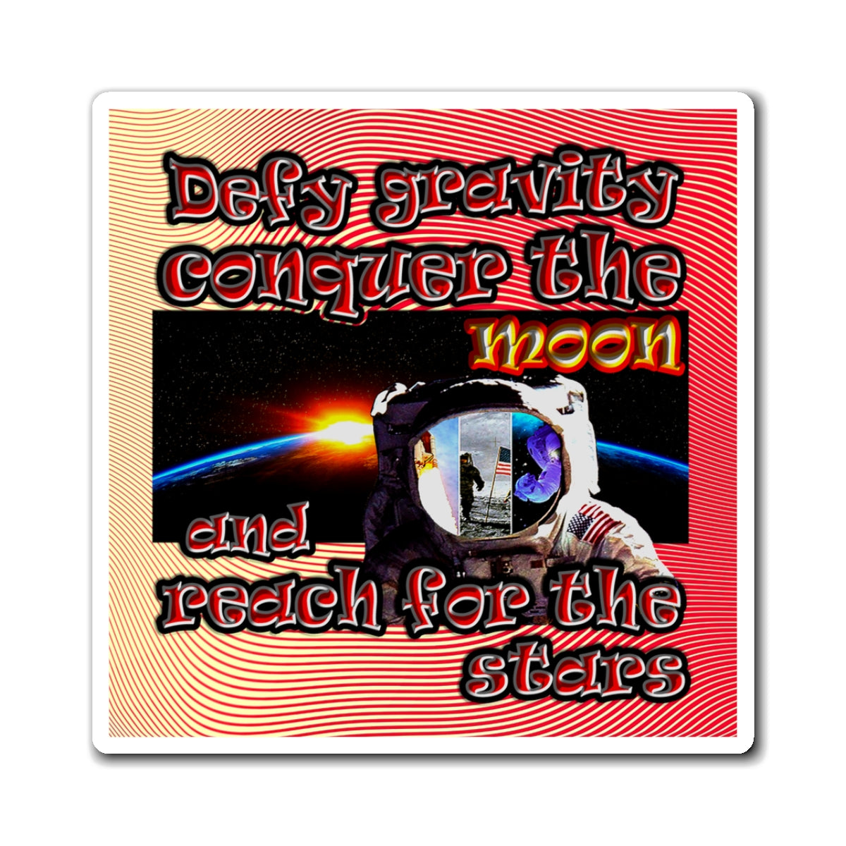 defy conquer reach - Magnets - (yellow-orange wave)