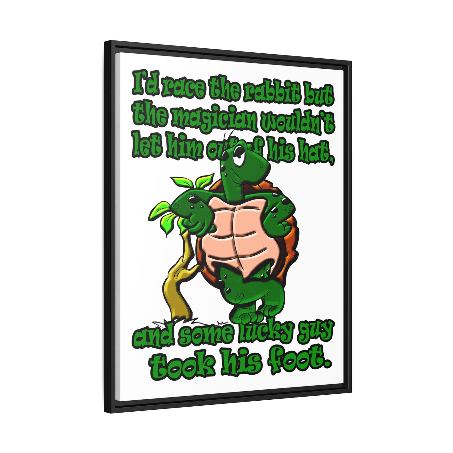 turtle race - framed canvas art (white)