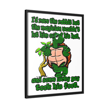 turtle race - framed canvas art (white)
