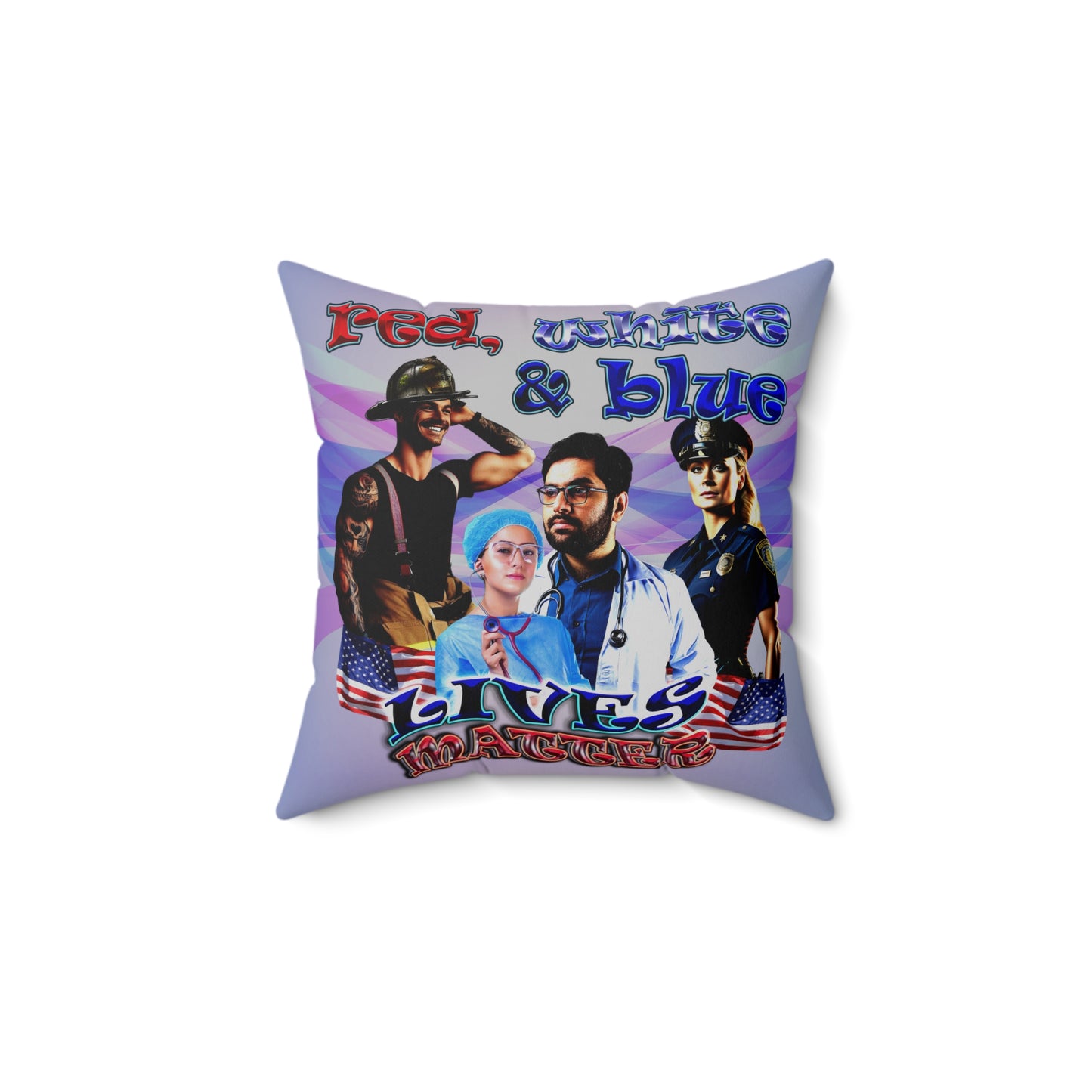 rw&b lives matter - Spun Polyester Square Pillow - (light blue-pink wave)