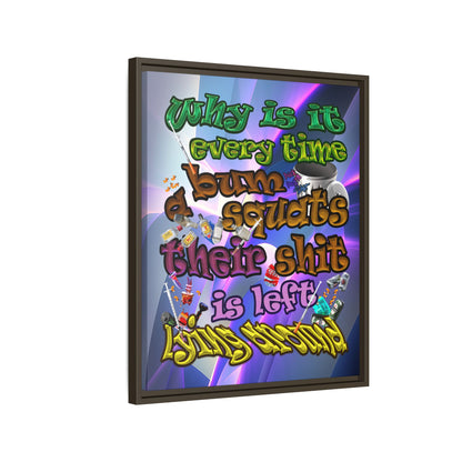 the bum's shit - framed canvas art (grey-pink wave)