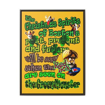 christmas spirits of boston - framed canvas art (yellow)
