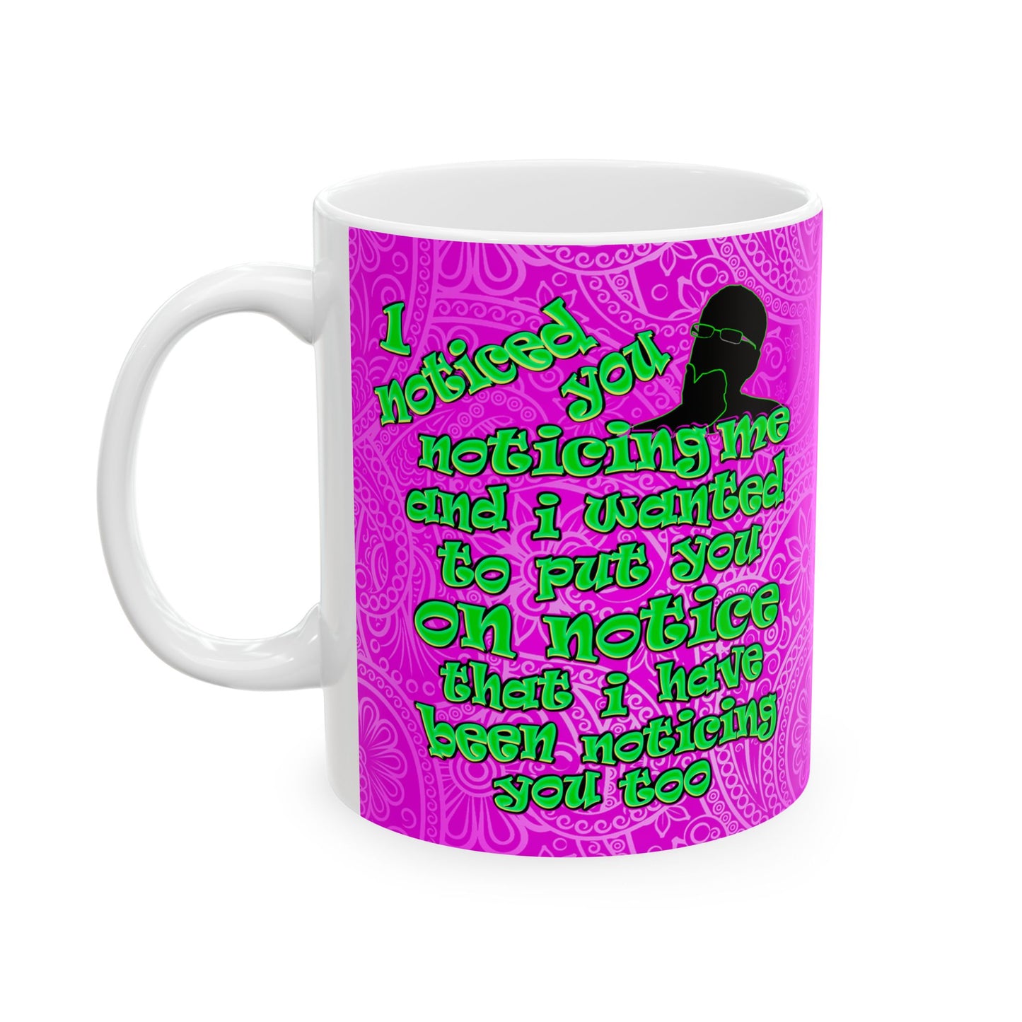 noticed you noticing - White Mug (pink swirl)