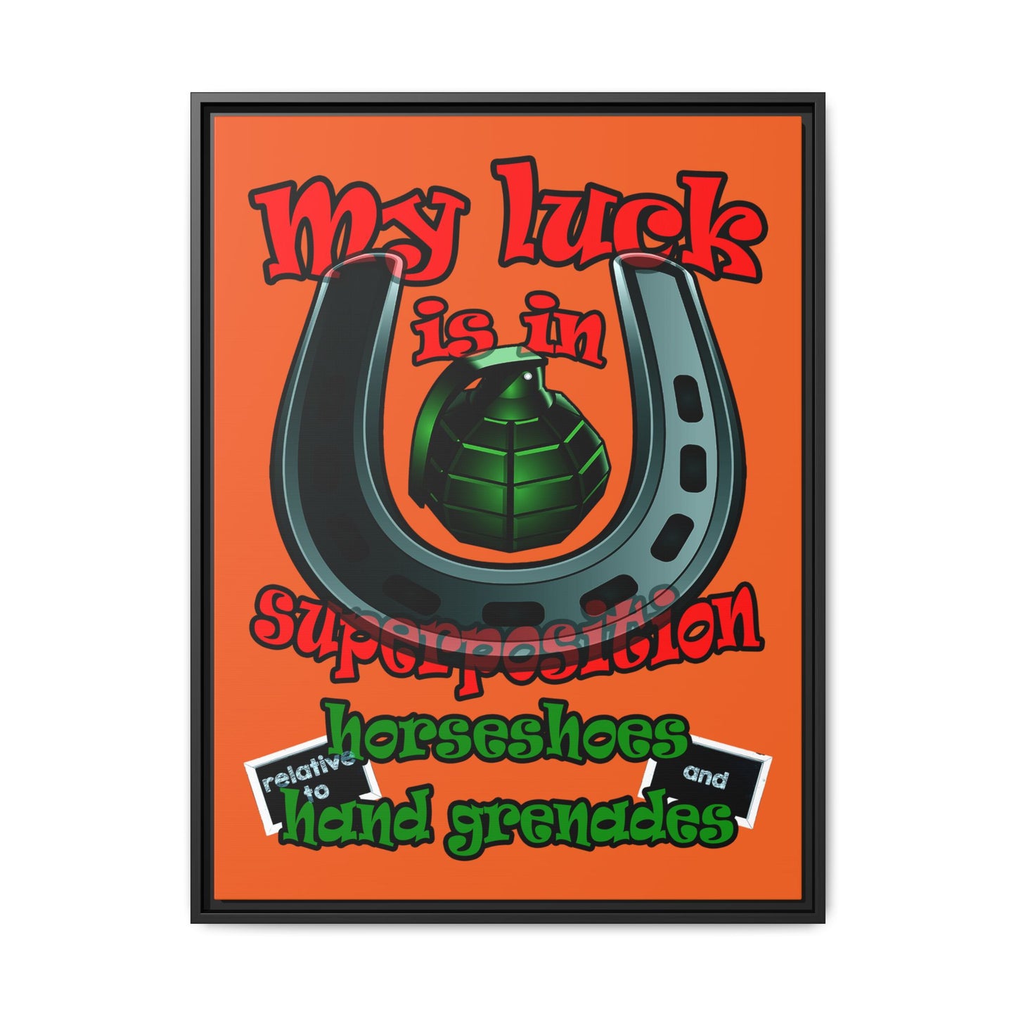 my luck - framed canvas art (orange)