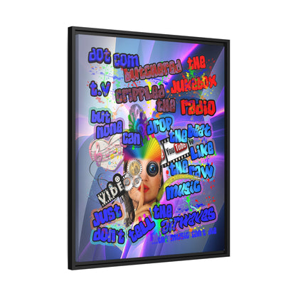 drop the beat - framed canvas art (grey-pink wave)