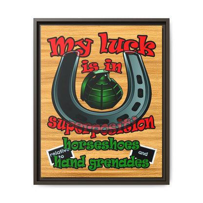 my luck - framed canvas art (butterscotch wood finish)
