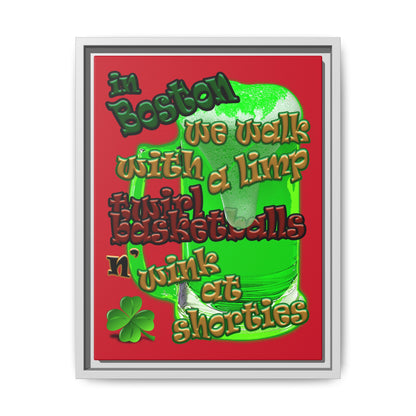 celtics logo - framed canvas art (dark red)