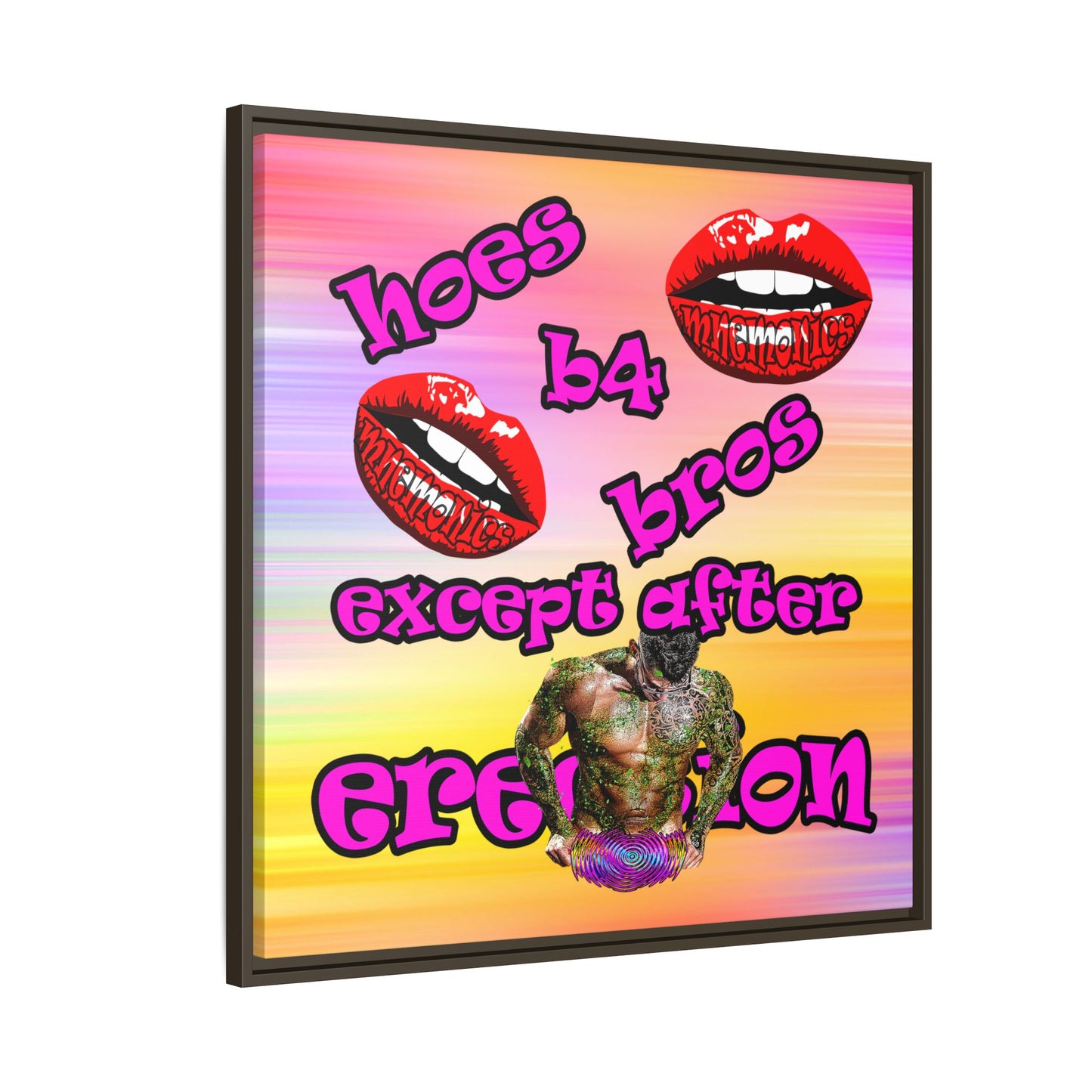 hoes b4 bros - framed canvas art (color blur)