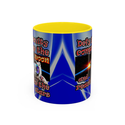 defy conquer reach - Accent Mug (blue-white wave)
