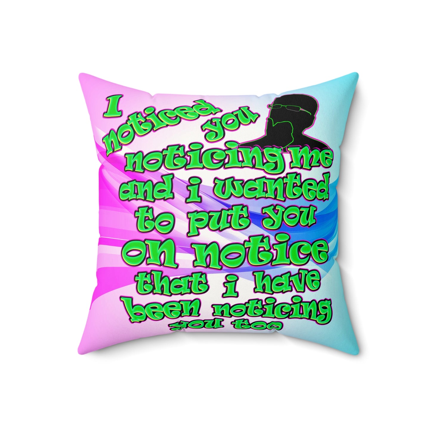 noticed you noticing - Faux Suede Square Pillow - (light blue-pink wave)