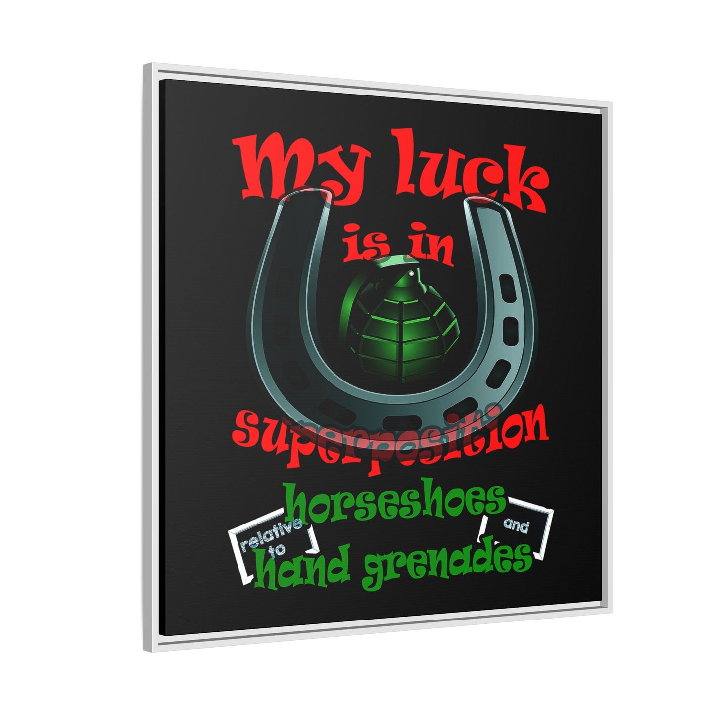my luck - framed canvas art (black)