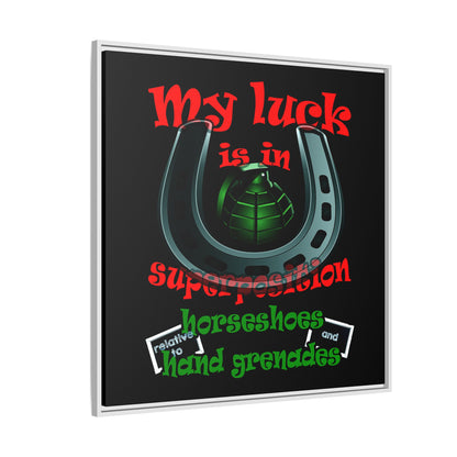 my luck - framed canvas art (black)