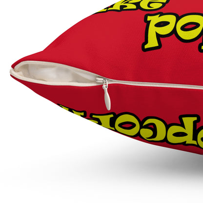 popping like popcorn - Spun Polyester Square Pillow - (dark red)