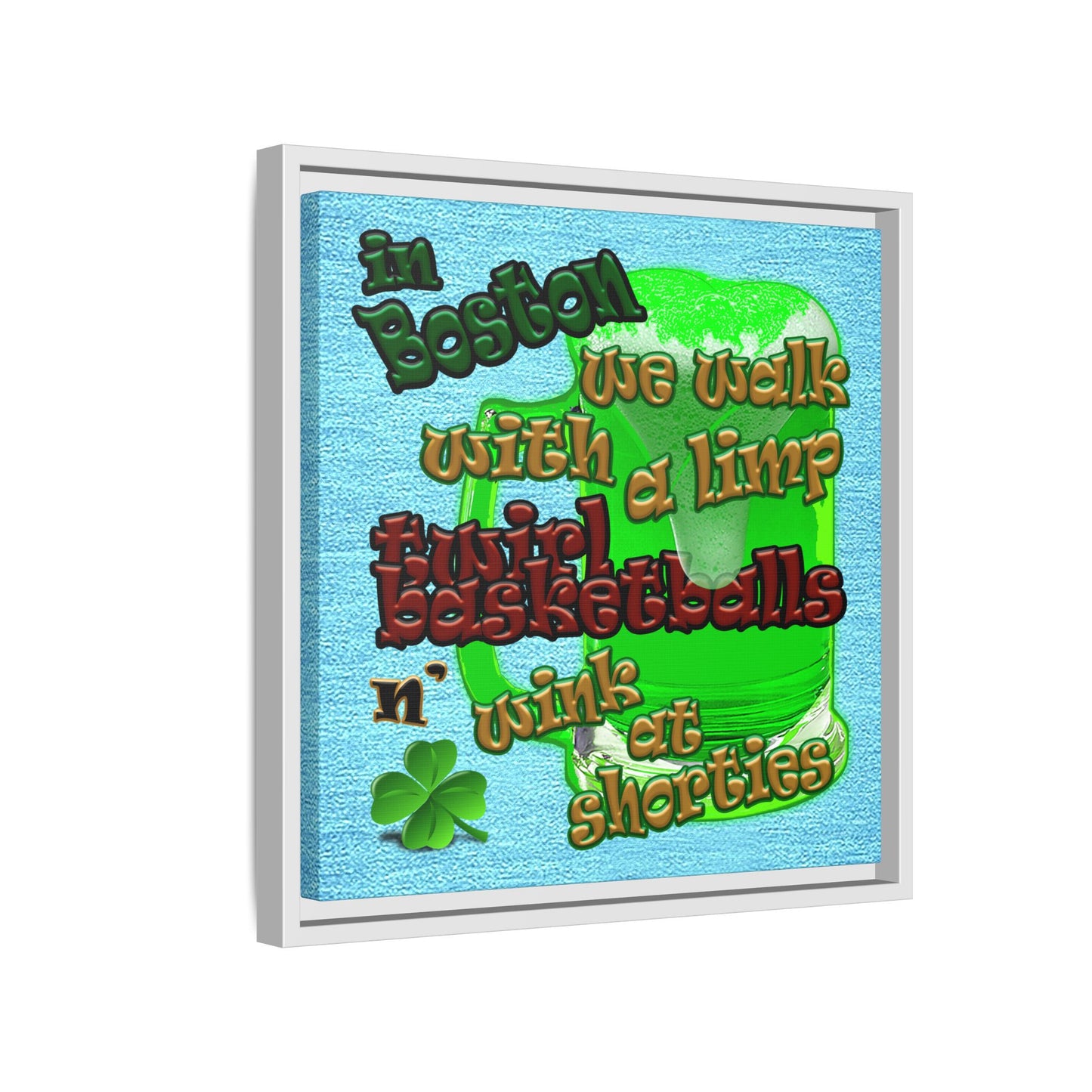 celtics logo - framed canvas art (faded blue)