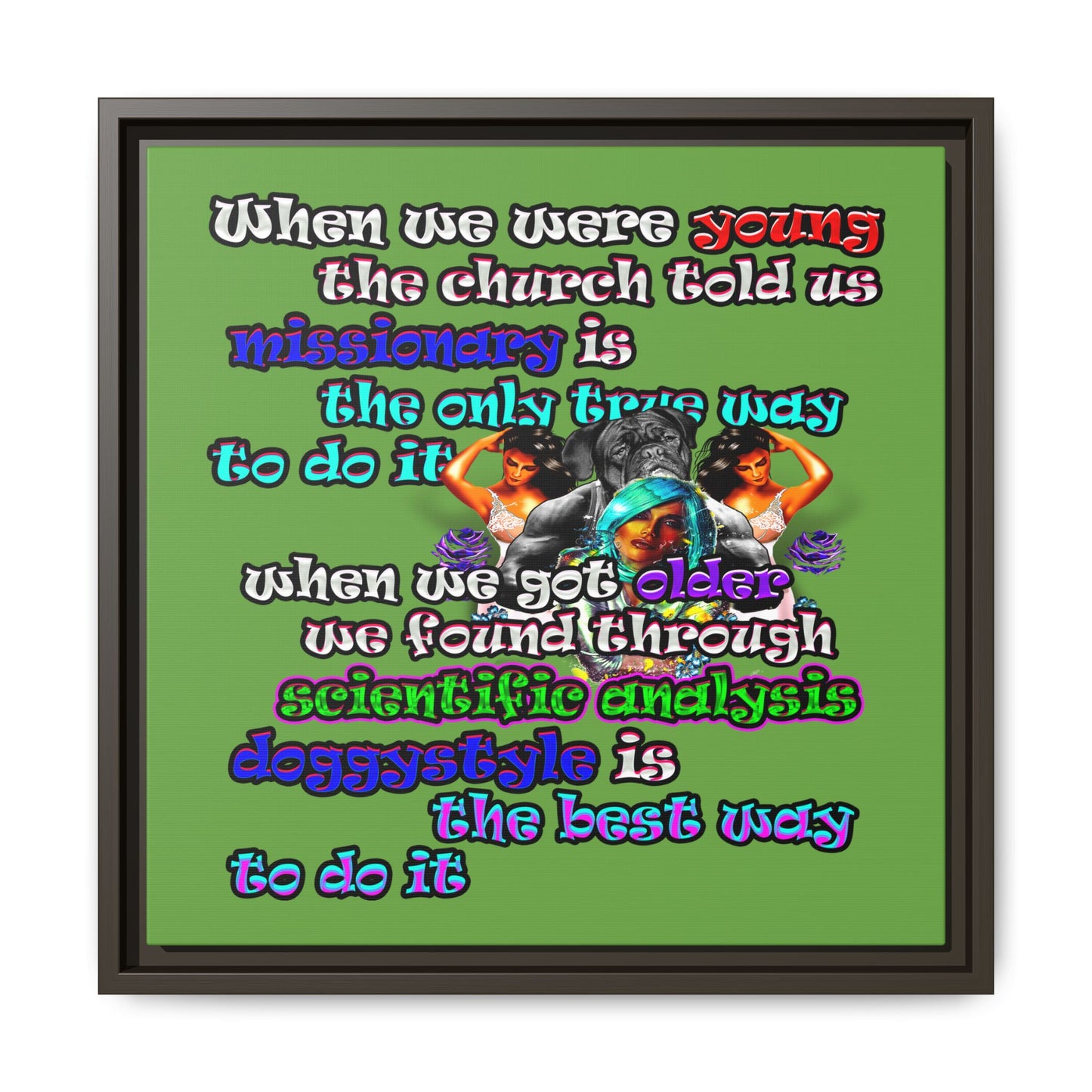 doggystyle - framed canvas art (green)