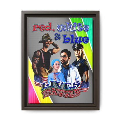 rw&b lives matter - framed canvas art (rainbow split)