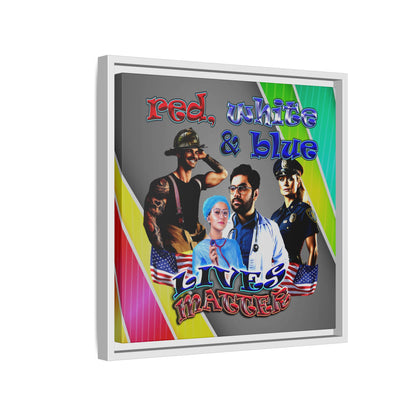 rw&b lives matter - framed canvas art (rainbow split)