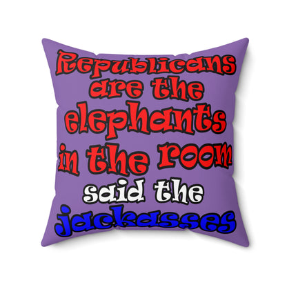 donkeys and elephants - Spun Polyester Square Pillow - (light purple)