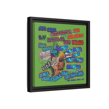 drop the beat - framed canvas art (green)