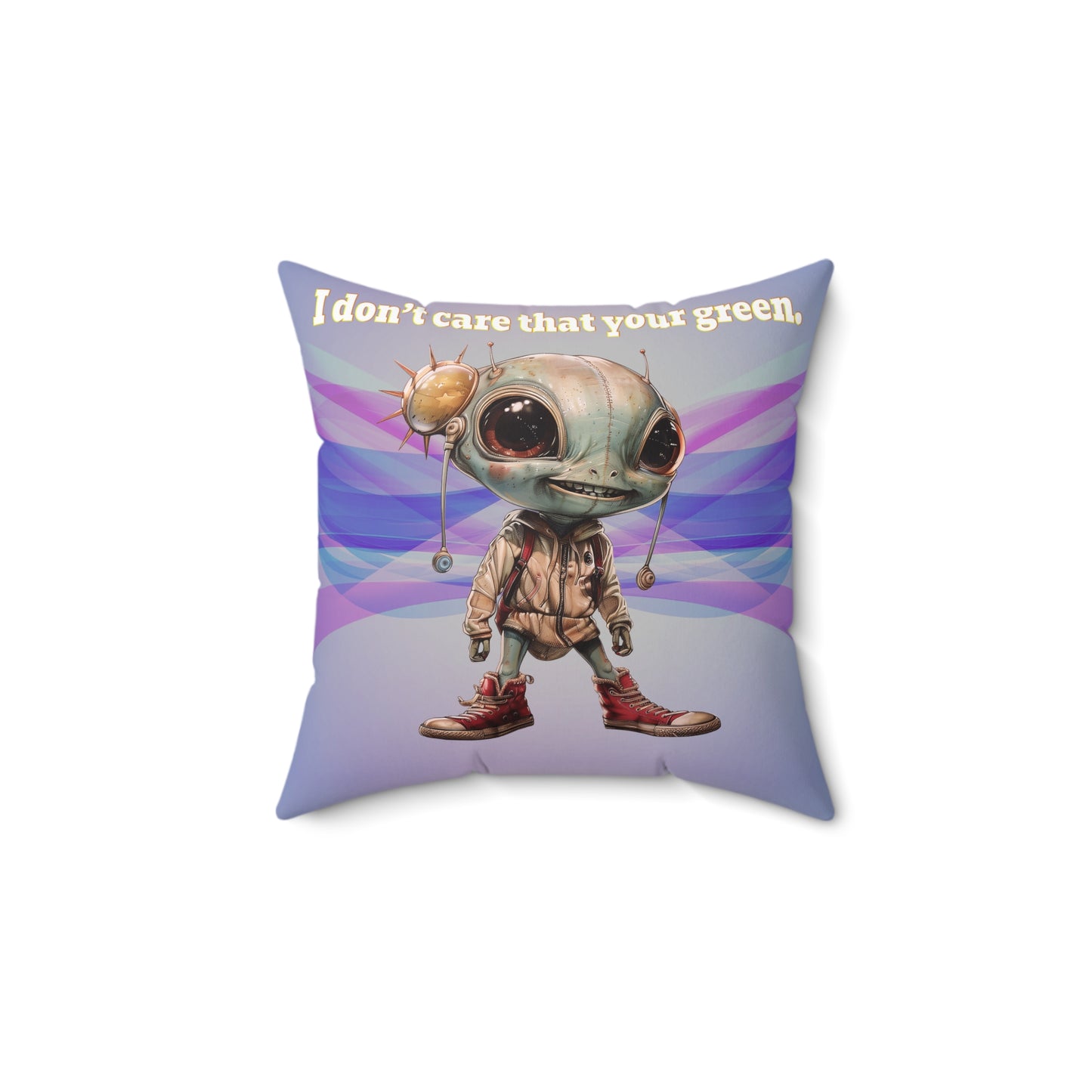I don't care that your grey - Spun Polyester Square Pillow - (light blue-pink wave)