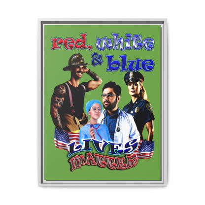 rw&b lives matter - framed canvas art (green)