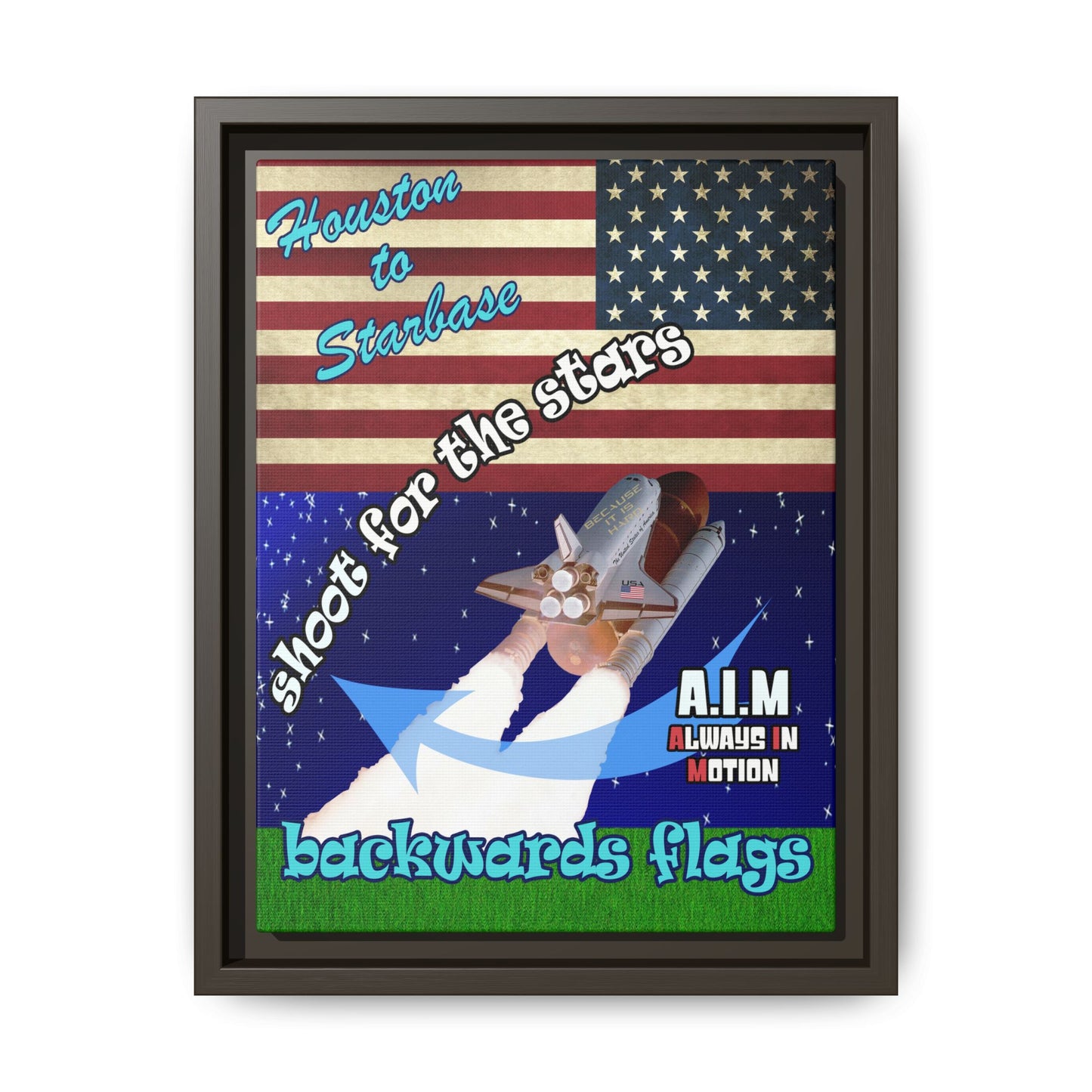 shoot for the stars - framed canvas art ('snoops' background)