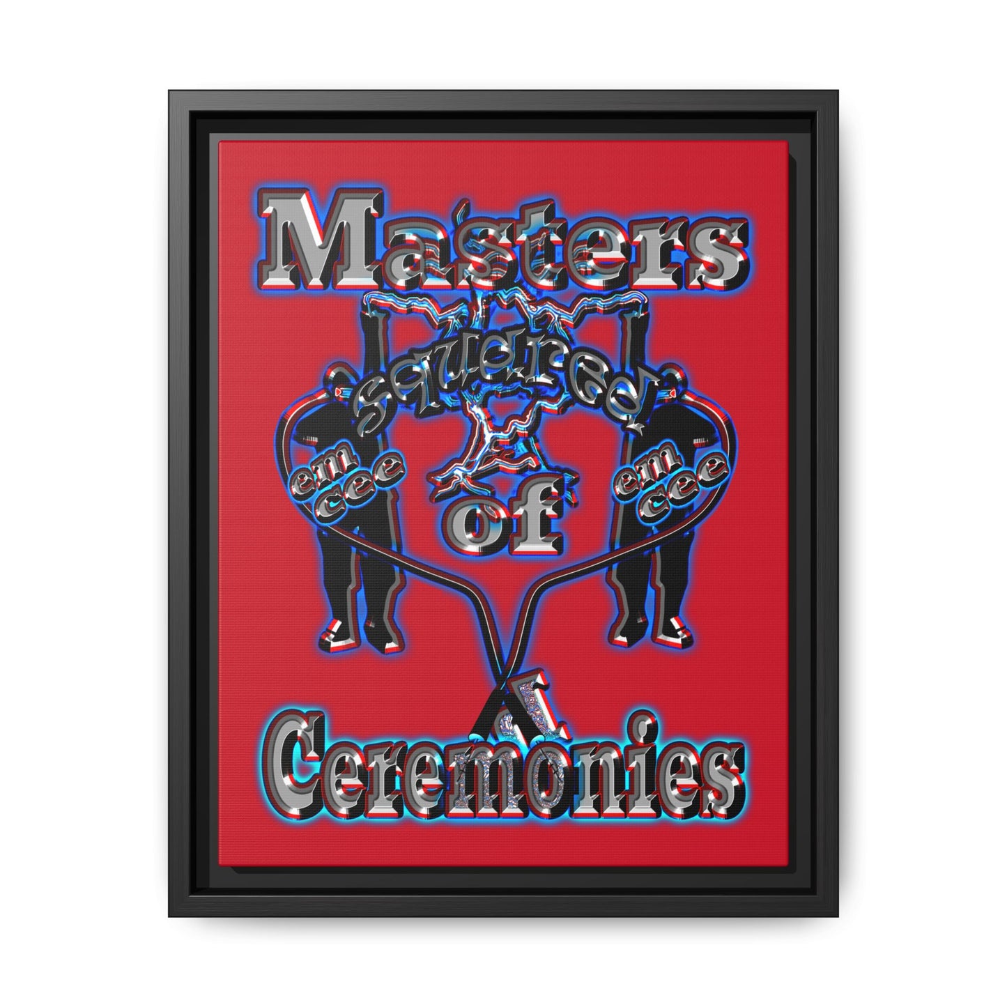 em cee squared - framed canvas art (dark red)