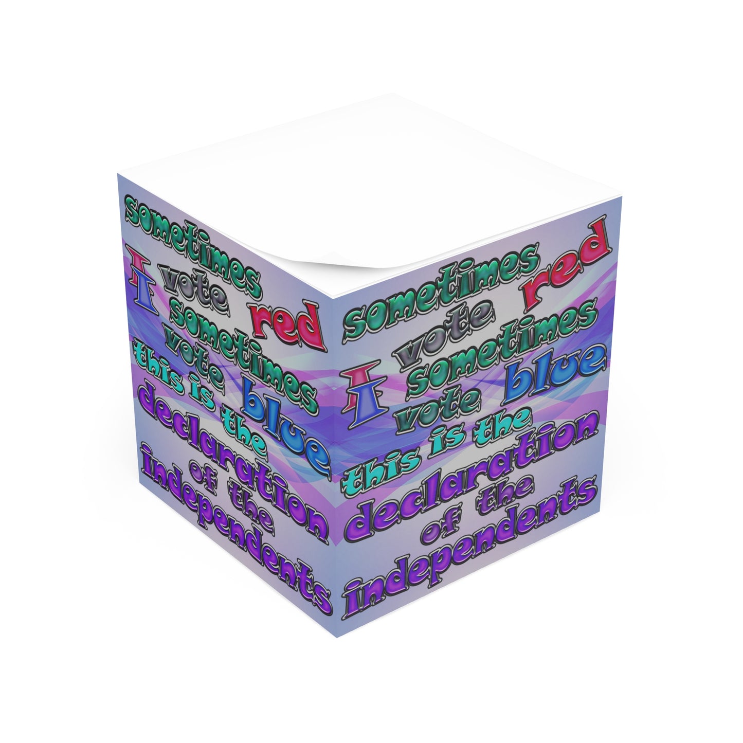 declaration of the independents - note cube (light blue-pink wave)