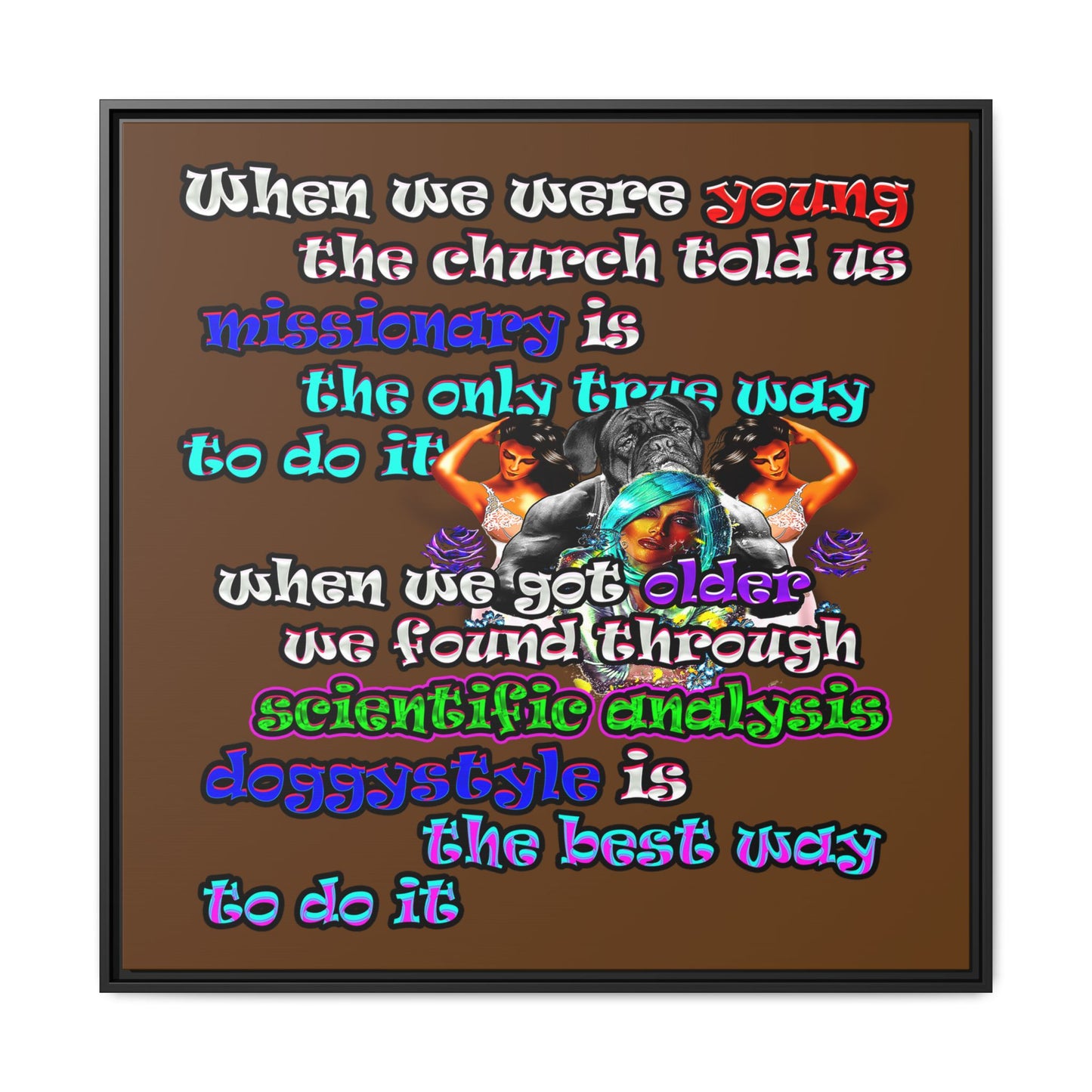 doggystyle - framed canvas art (brown)