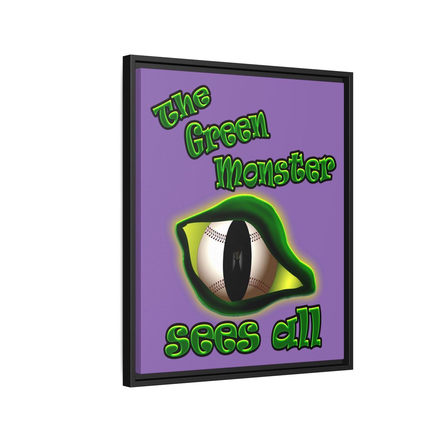 green monster - framed canvas art (light purple)
