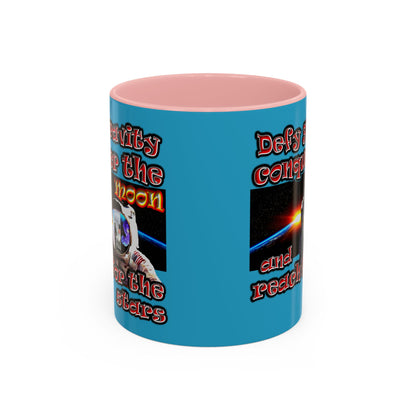 defy conquer reach - Accent Mug (turquoise)