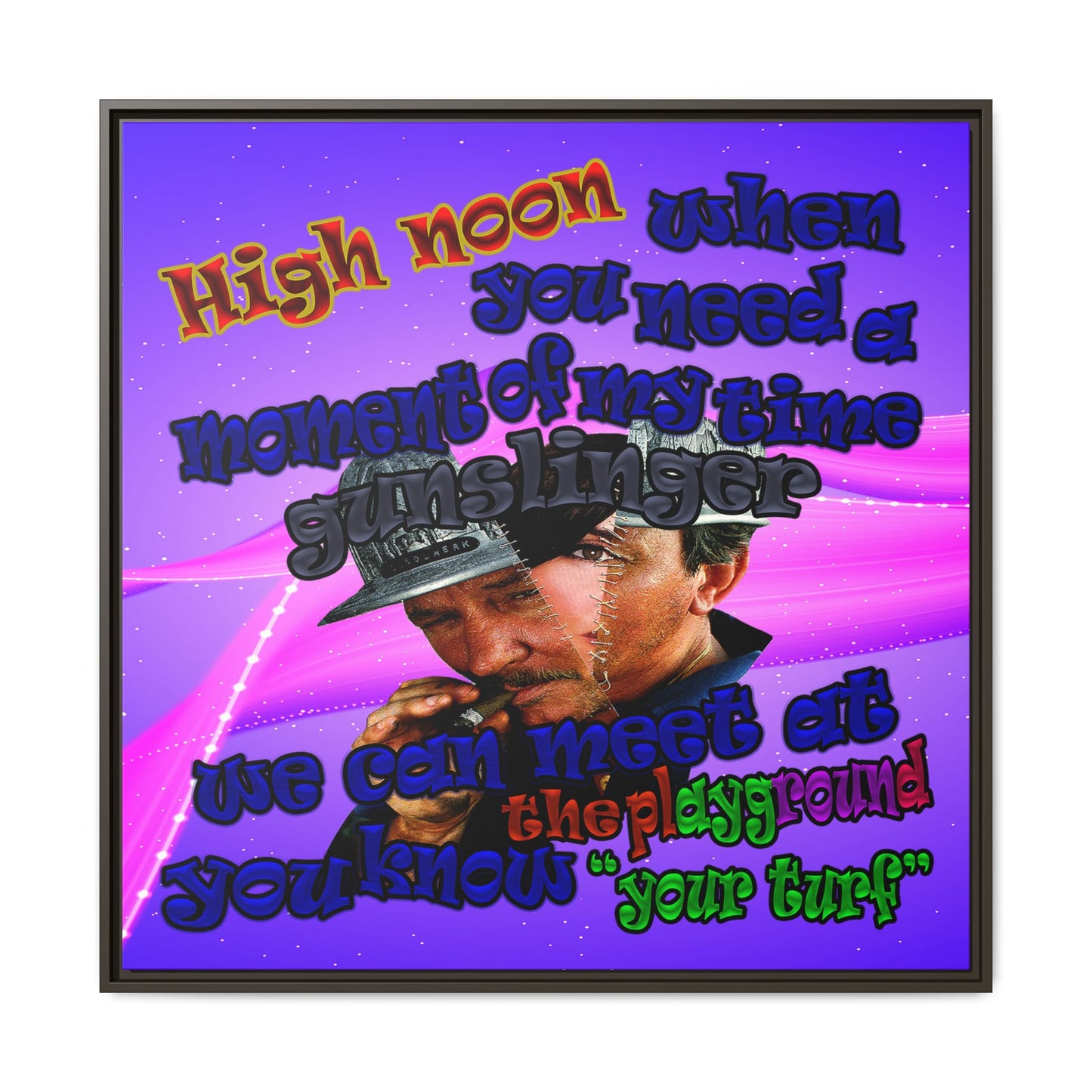 high noon - framed canvas art (purple-pink wave)
