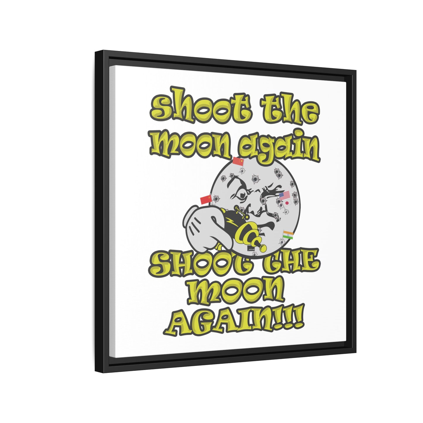 shoot the moon again - framed canvas art (white)