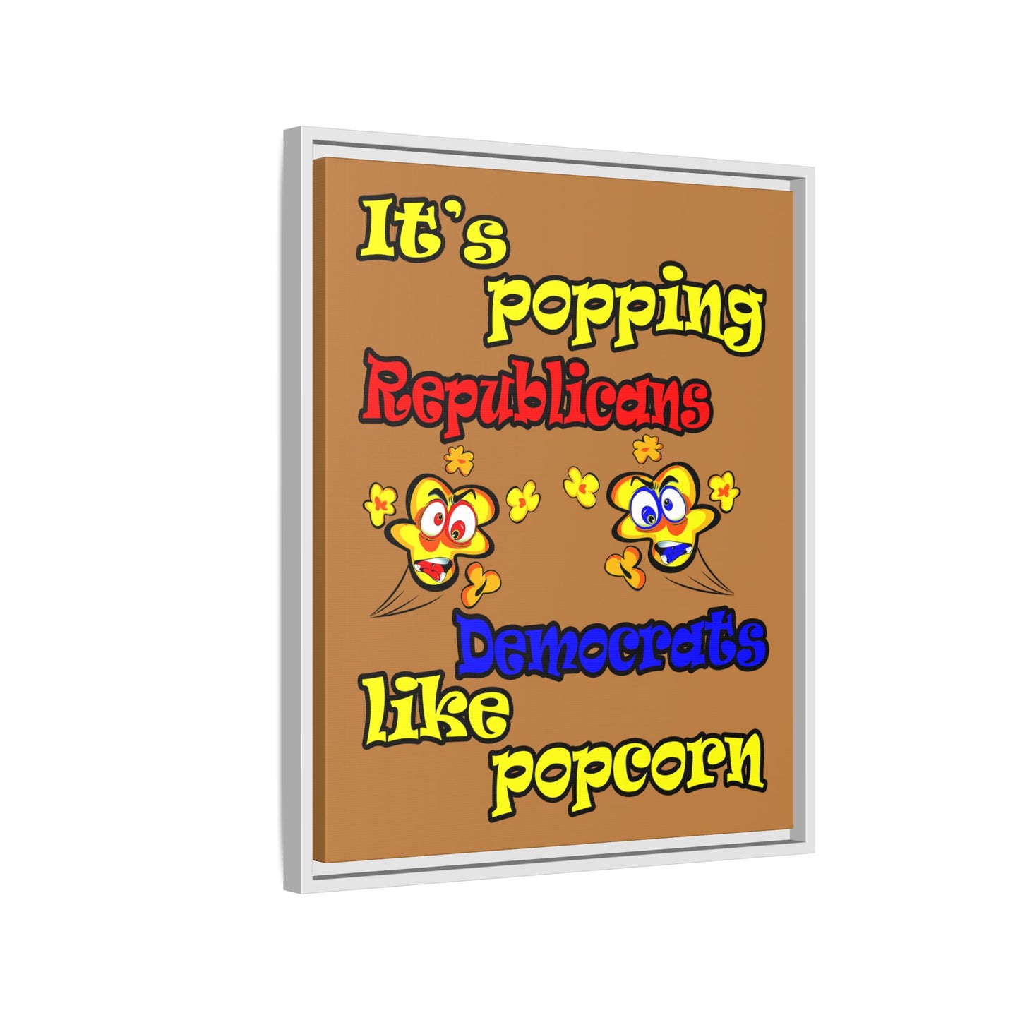 popping like popcorn - framed canvas art (light brown)