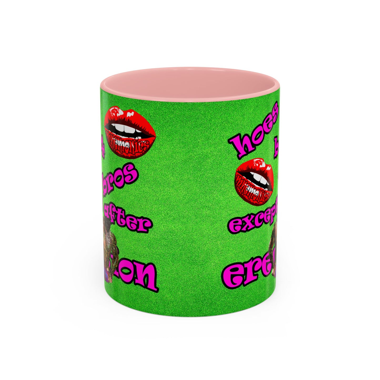 hoes b4 bros - Accent Mug (green turf)