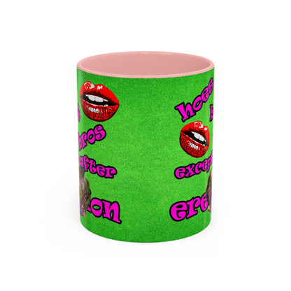 hoes b4 bros - Accent Mug (green turf)