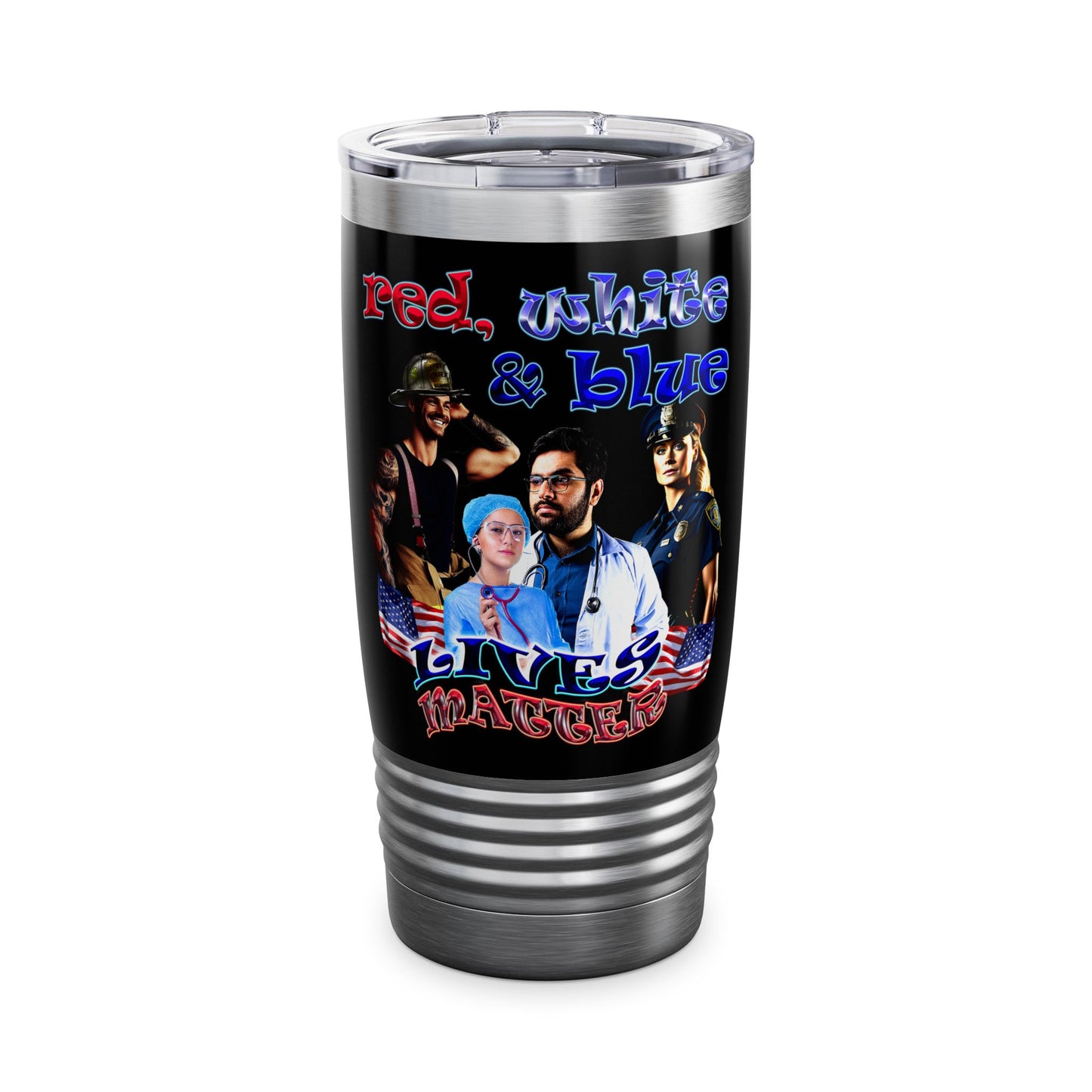 rw&b lives matter - Ringneck Tumbler, 20oz (black)