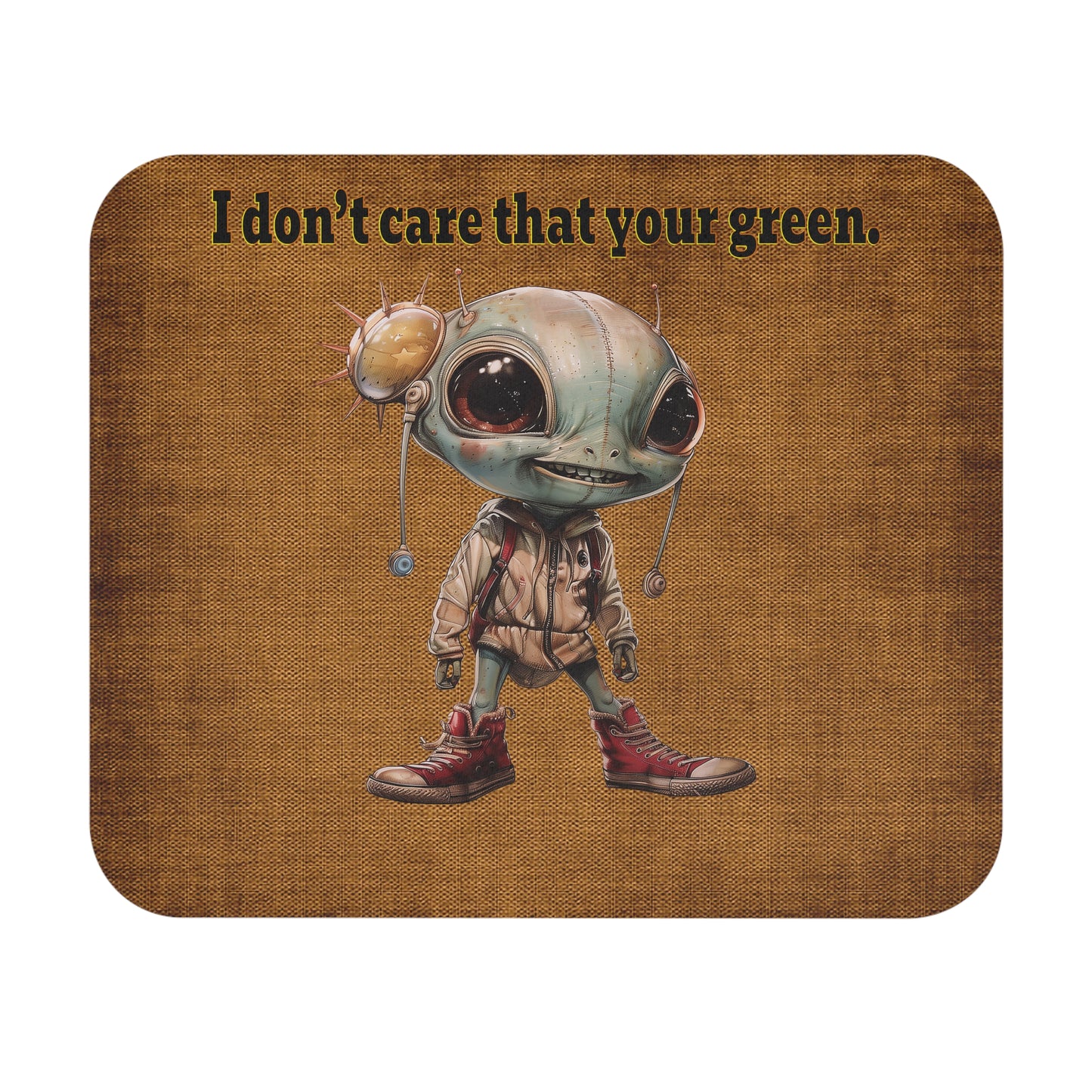 I don't care that your green - Mouse Pad (Rectangle) (brown papyrus)