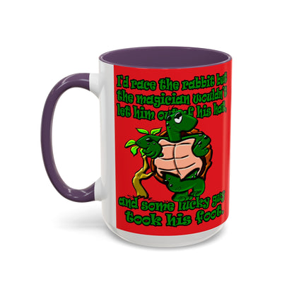 turtle race - Accent Mug (red)
