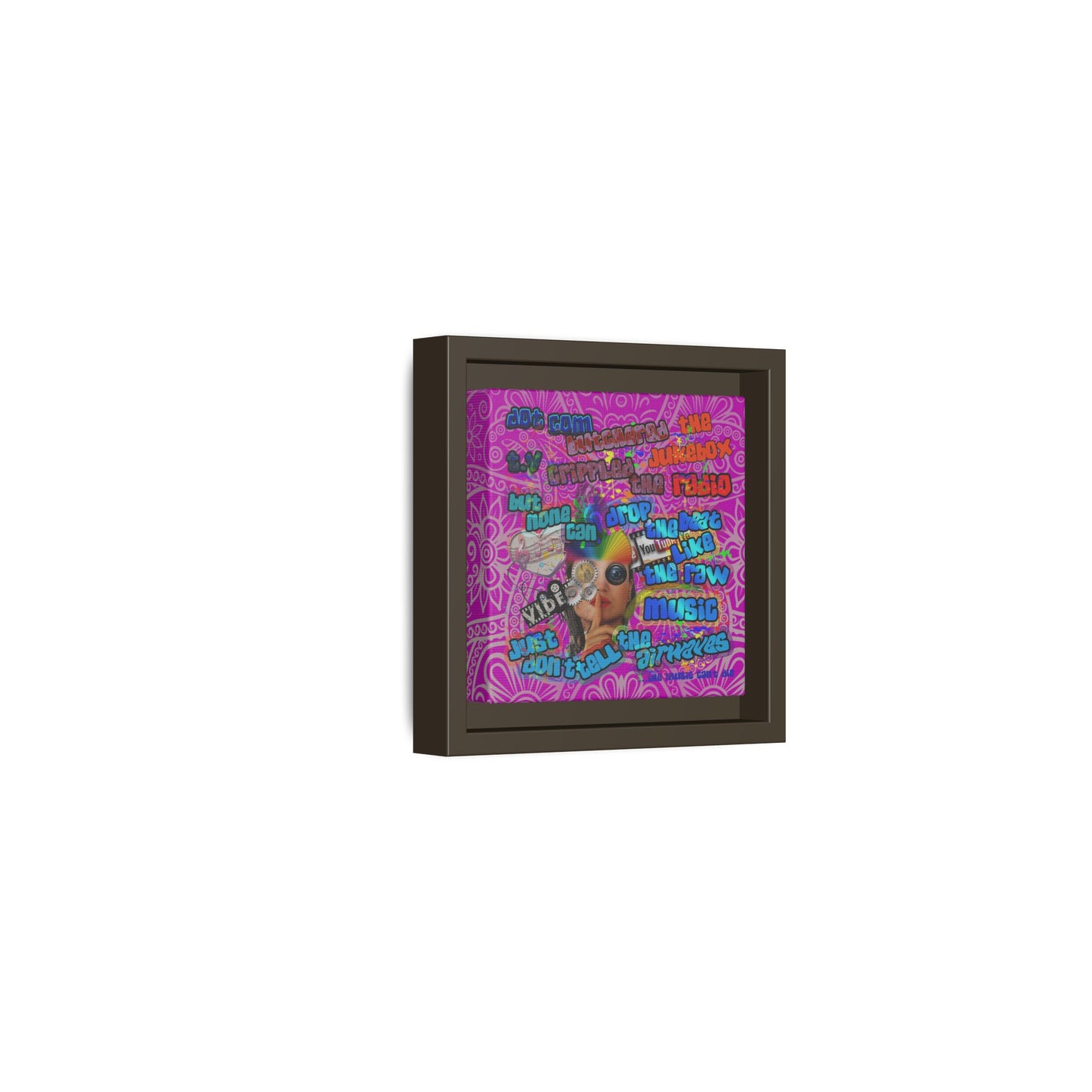 drop the beat - framed canvas art (pink swirl)
