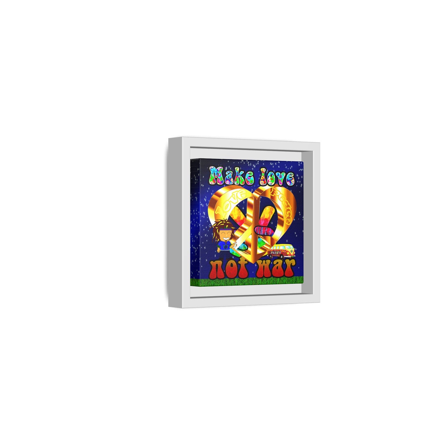 love peace - framed canvas art ('snoops' background)