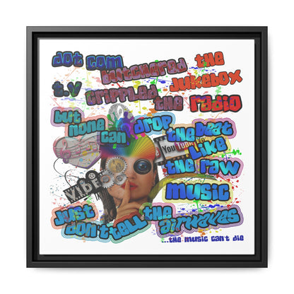 drop the beat - framed canvas art (white)