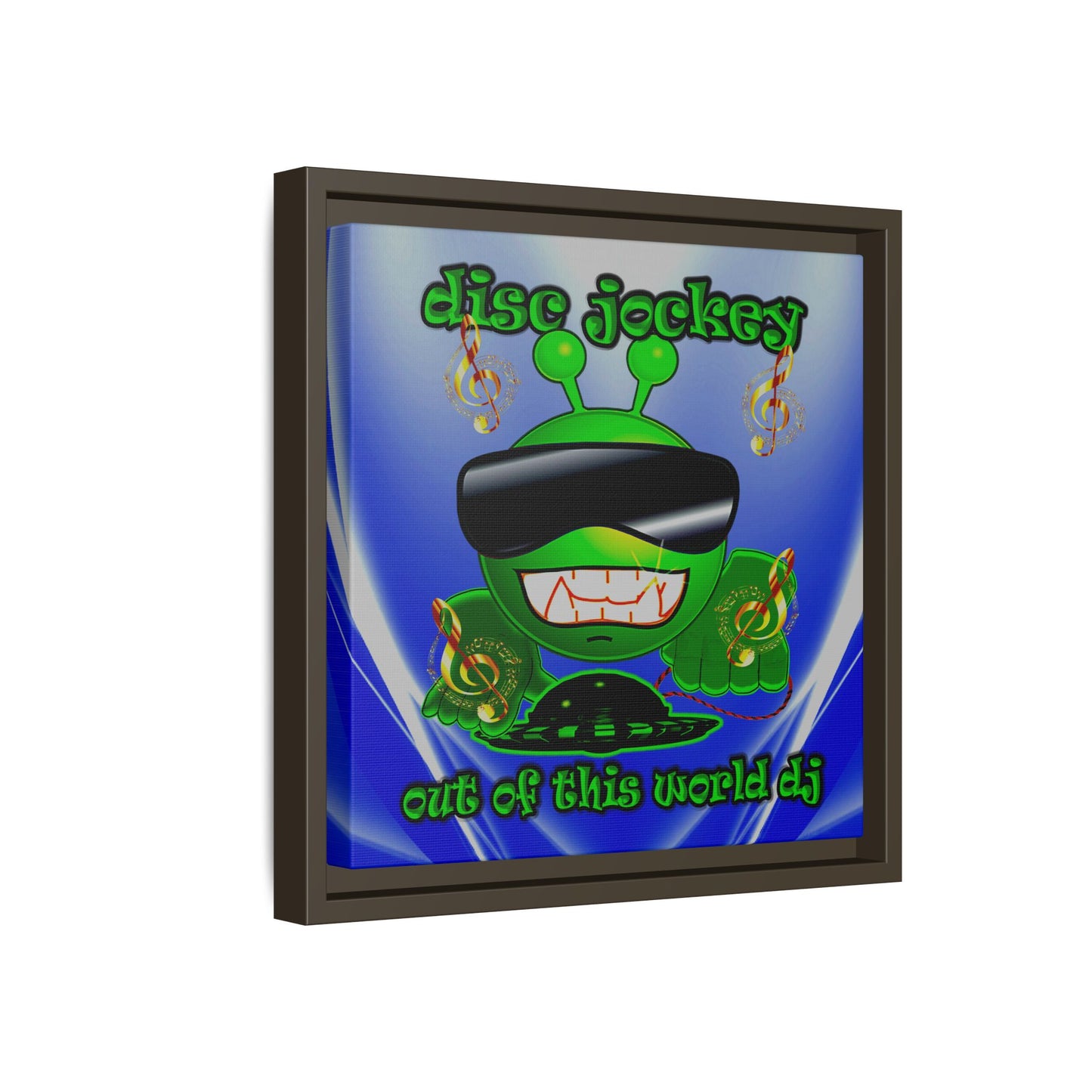 disc jockey - framed canvas art (blue-white wave)