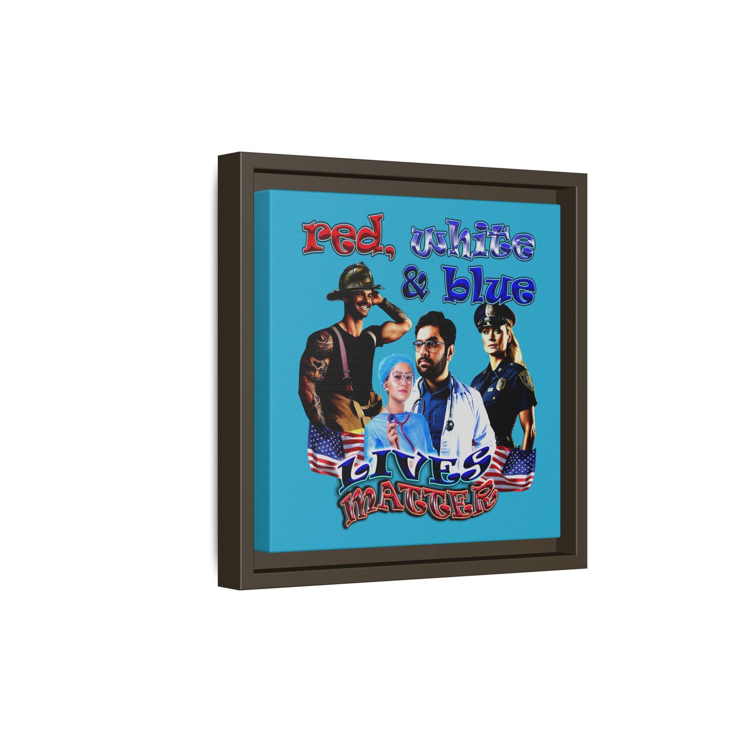 rw&b lives matter - framed canvas art (turquoise)