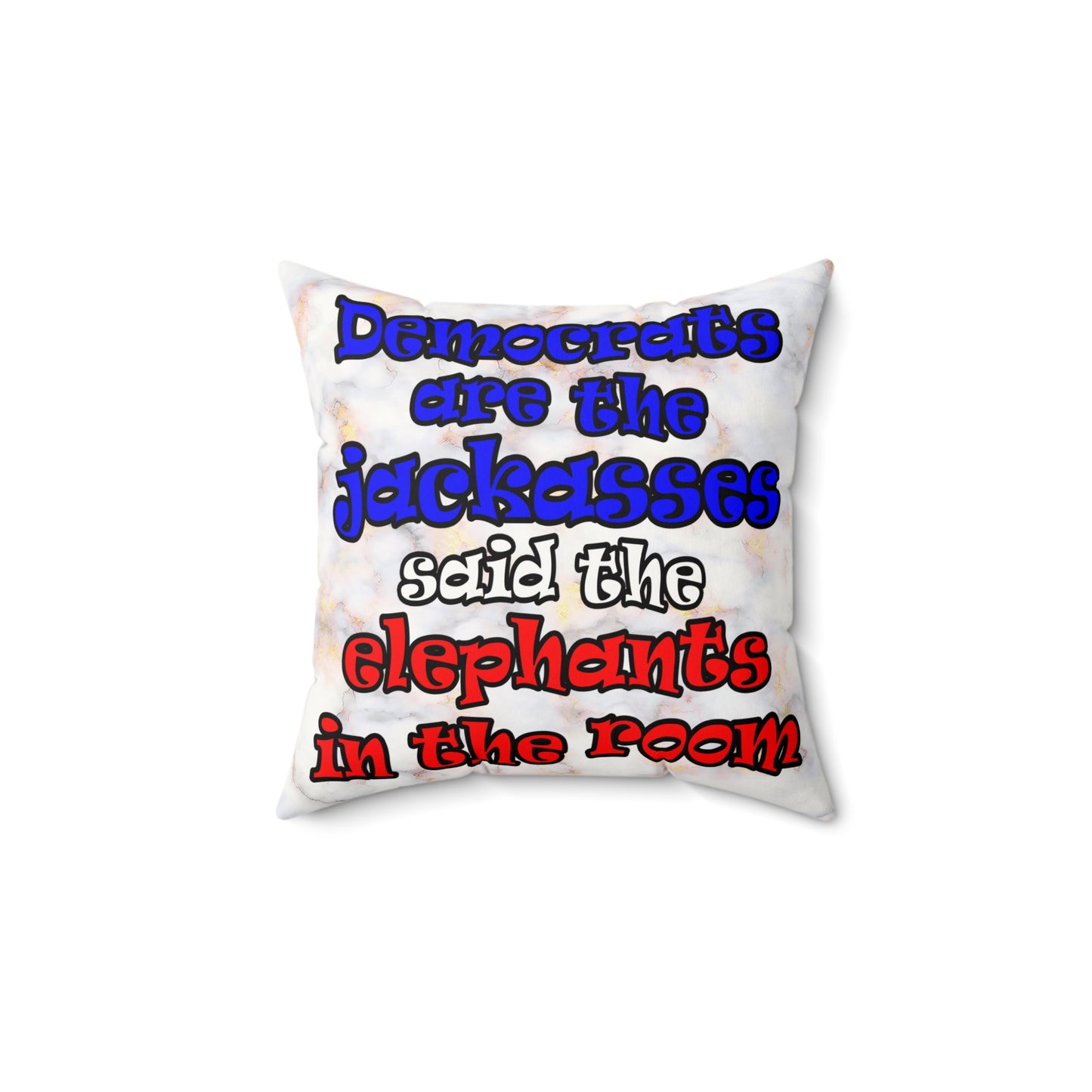 donkeys and elephants - Faux Suede Square Pillow - (white marble)