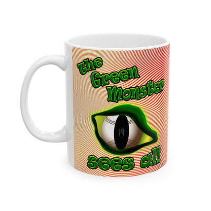 green monster - White Mug (yellow-orange wave)
