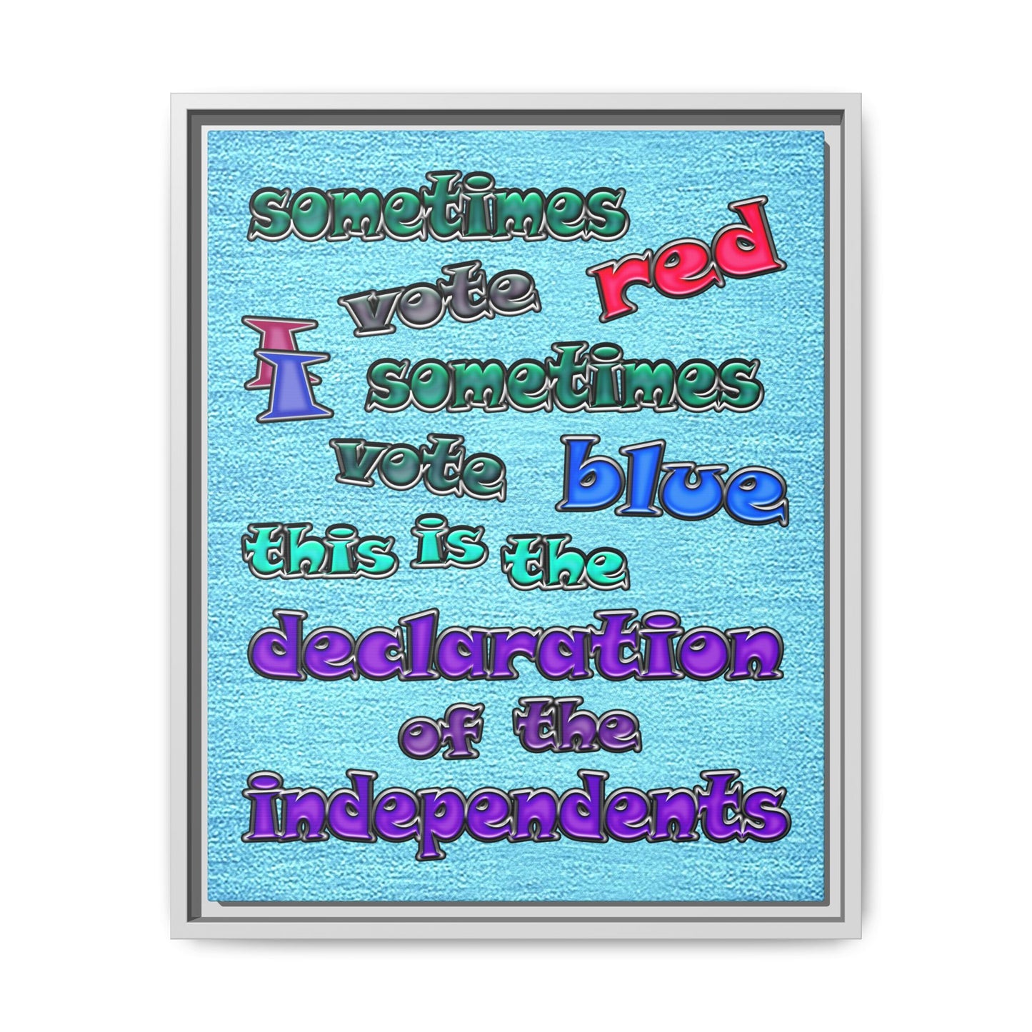 declaration of the independents - framed canvas art (faded blue)