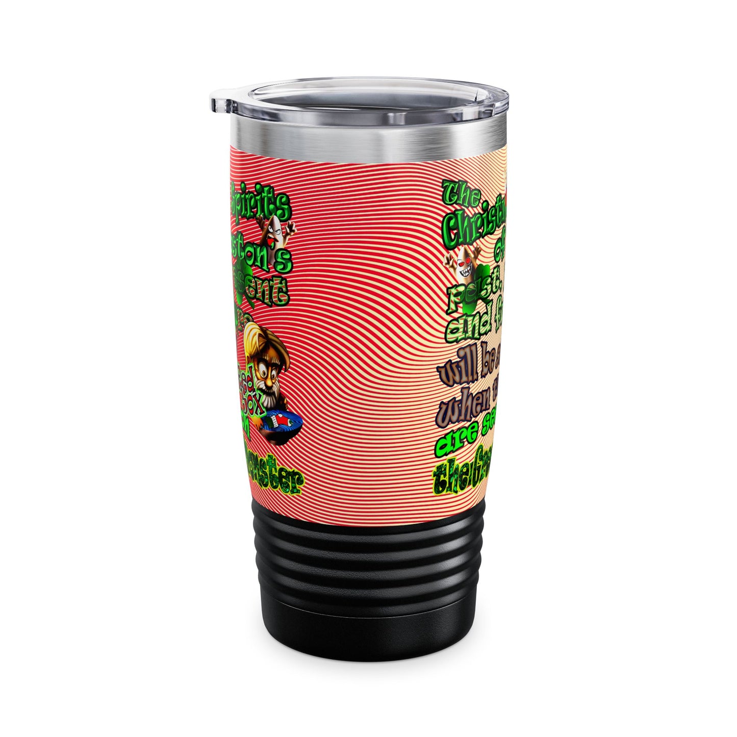 christmas spirits of boston - Ringneck Tumbler, 20oz (yellow-orange wave)