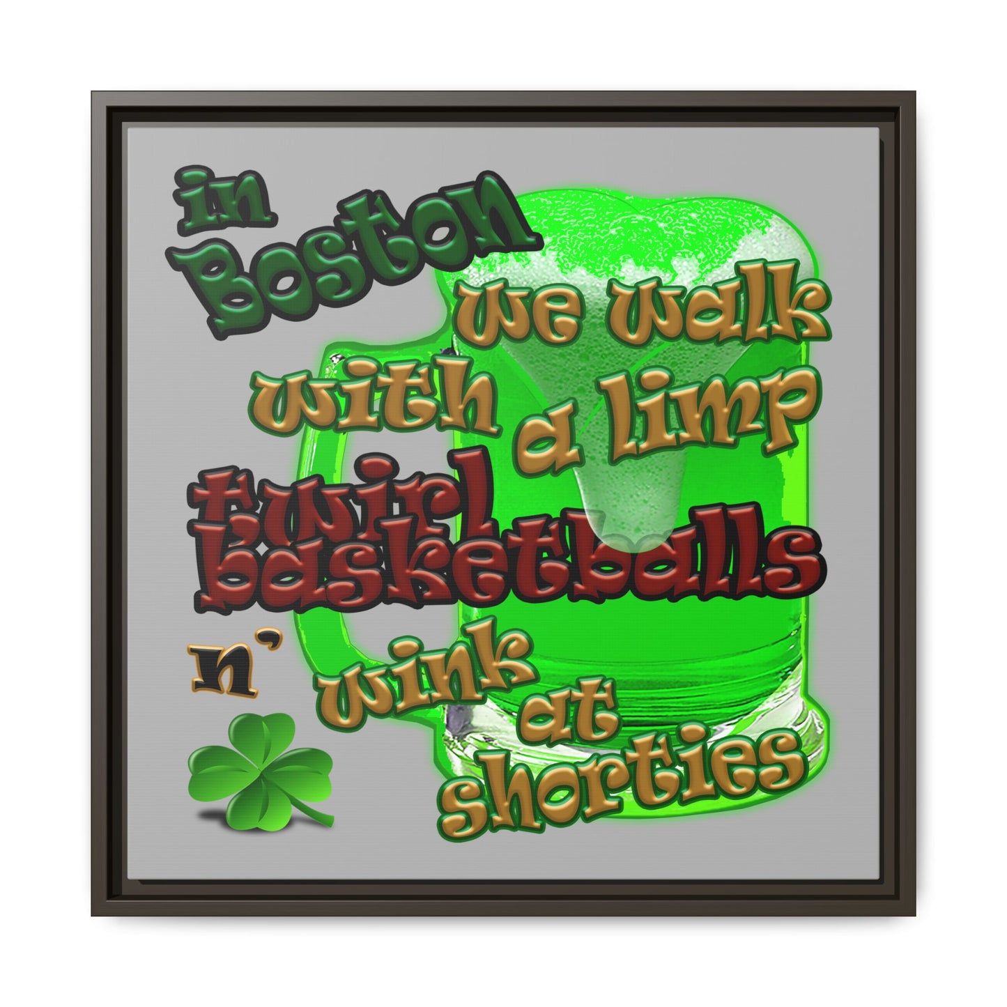 celtics logo - framed canvas art (light grey)