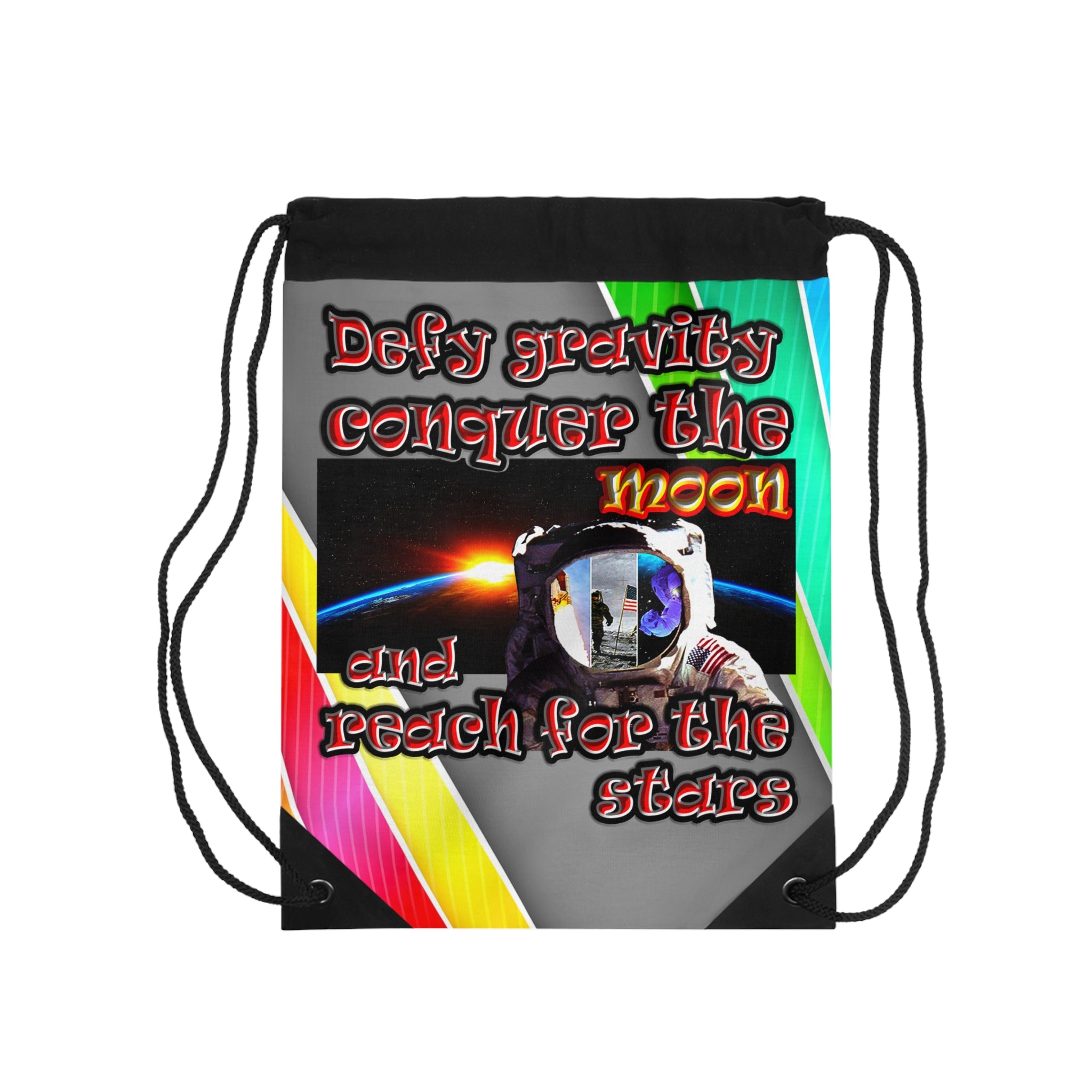 defy conquer reach - Drawstring Bag (rainbow split)